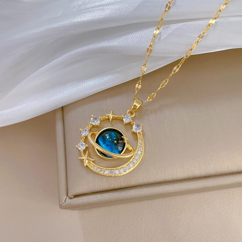 BrightGlow™ | Hermoso Collar Saturno Luna