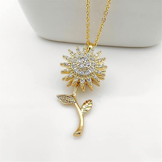 SunGlow™ | Elegante Collar Girasol Giratorio Eterno