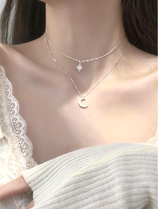 EternalGlow™ | Elegante Collar Estrella & Luna Plata 925 Para Mi Hija (con dedicatoria especial)