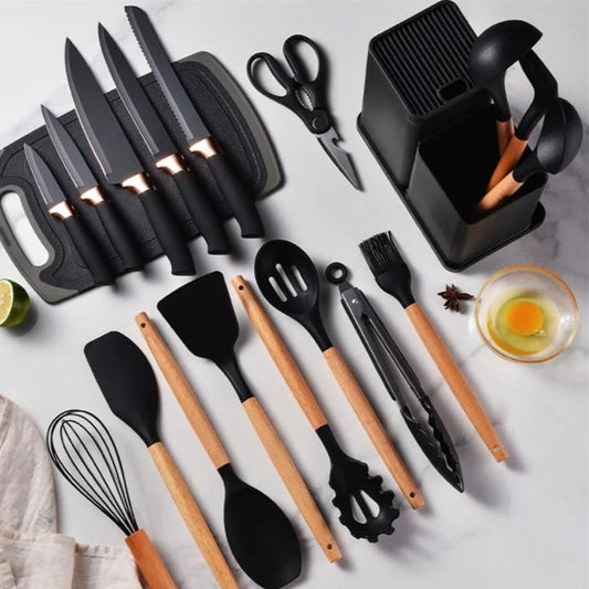 SharpCuisine™  | Set de Utensilios de Cocina – 19 Piezas de Silicona Premium