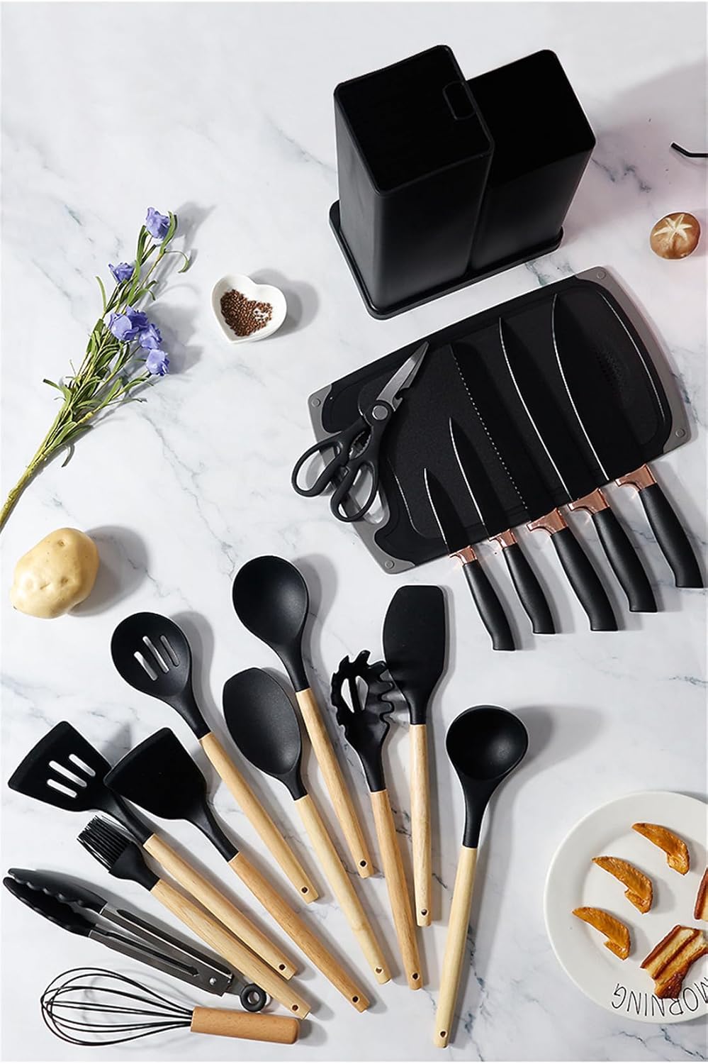 SharpCuisine™  | Set de Utensilios de Cocina – 19 Piezas de Silicona Premium