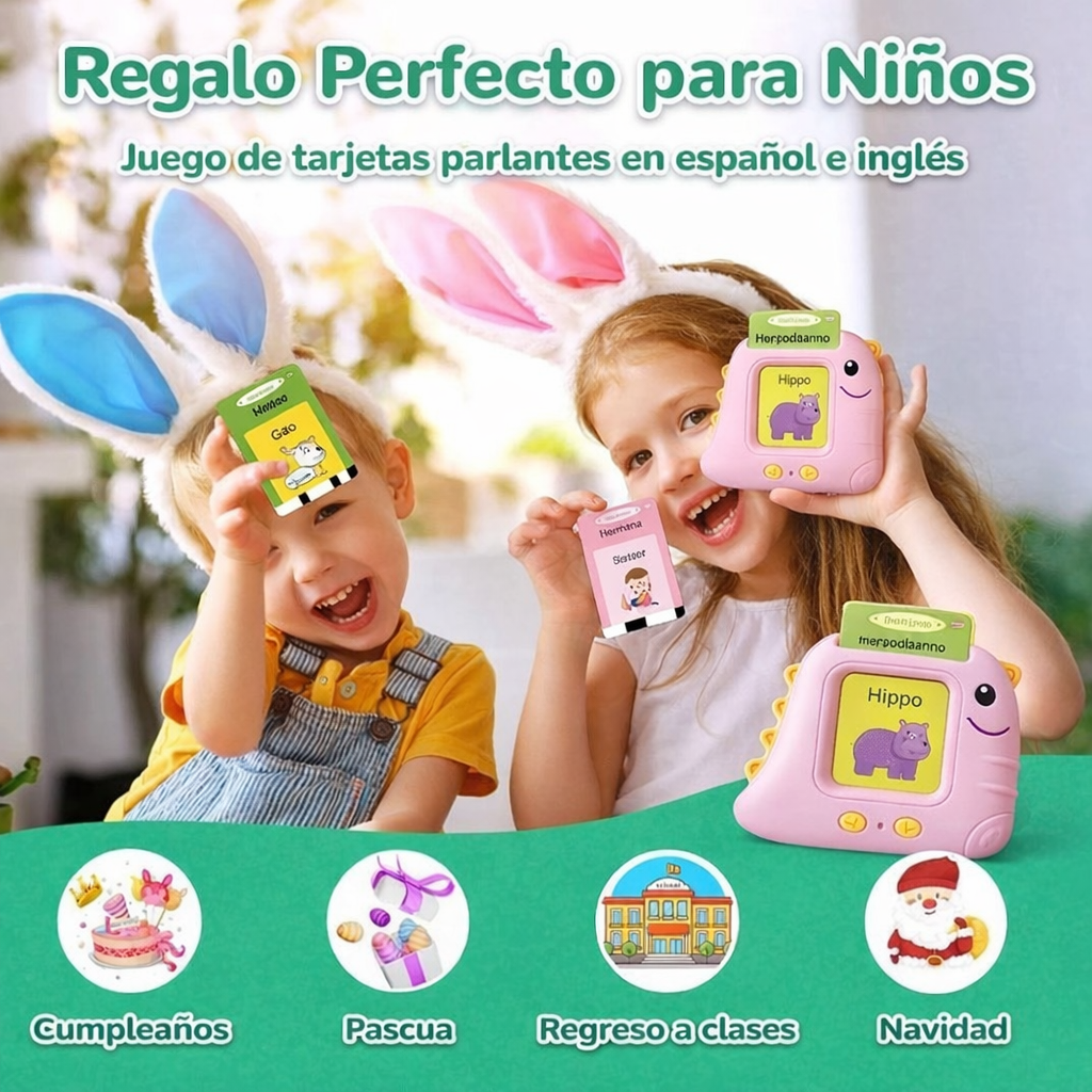 Lector Bilingüe Edukids™ + 2 PACK TARJETAS (224 PALABRAS Ingles y Español)
