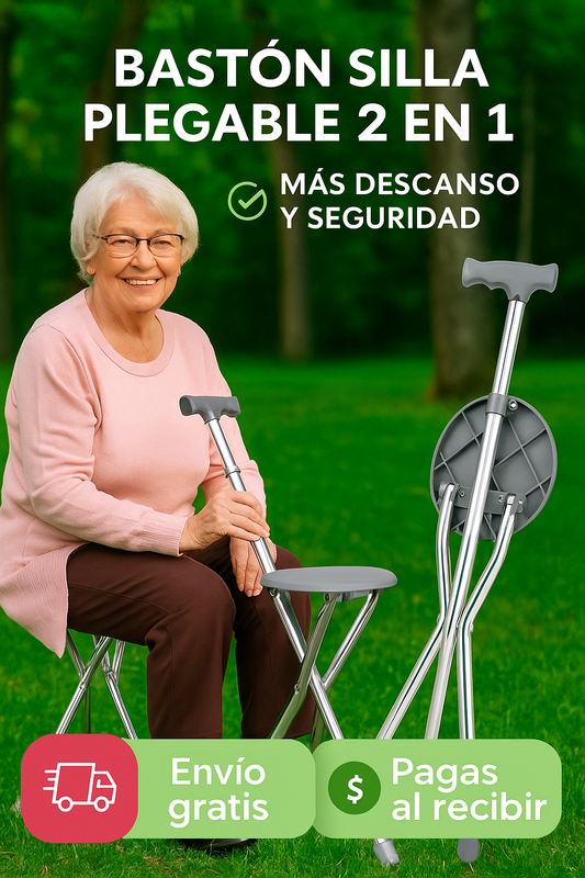 ErgoWalk® | Premium Bastón Asiento Plegable 2 en 1