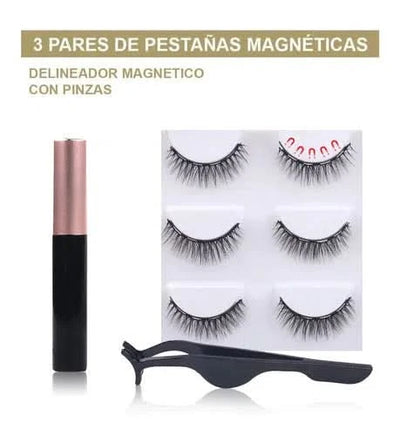 MagnaLash Pro | KIT Pestañas Mágneticas (3 pares + delineador magnético + pinza)
