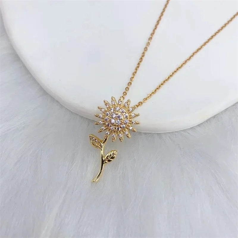 SunGlow™ | Elegante Collar Girasol Giratorio Eterno