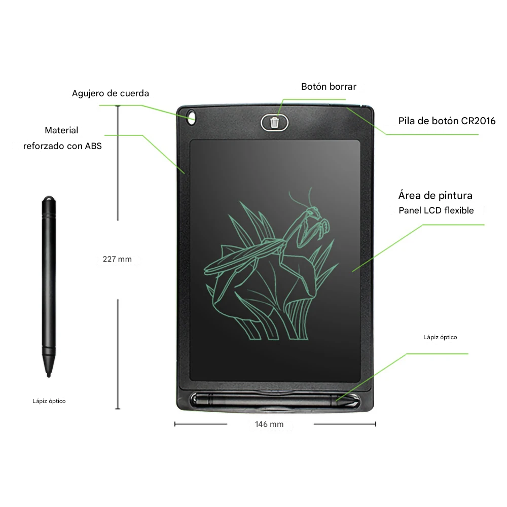 2x1 Pizarra Mágica LCD de Dibujo y Escritura 10"  | Edukids™