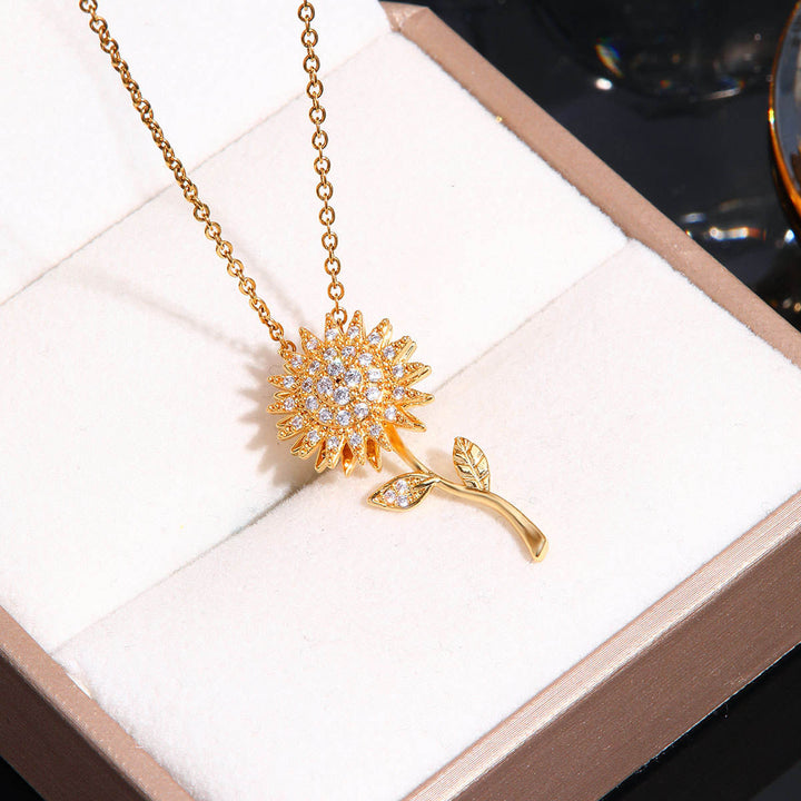 SunGlow™ | Elegante Collar Girasol Giratorio Eterno