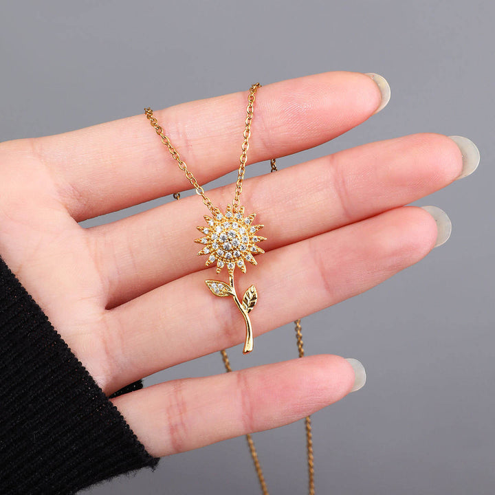 SunGlow™ | Elegante Collar Girasol Giratorio Eterno