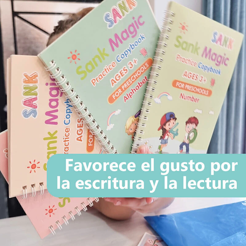 Edukids™ | Caligrafía Mágica - Set de 4 cuadernos con tinta que desaparece